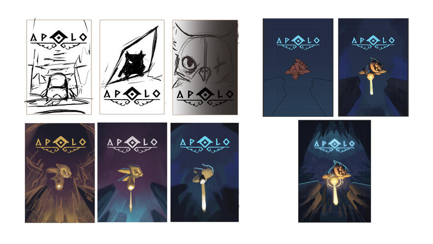 The process of designing the cover art started with thumbnails, then color roughs, and polishing the piece to achieve the desired result