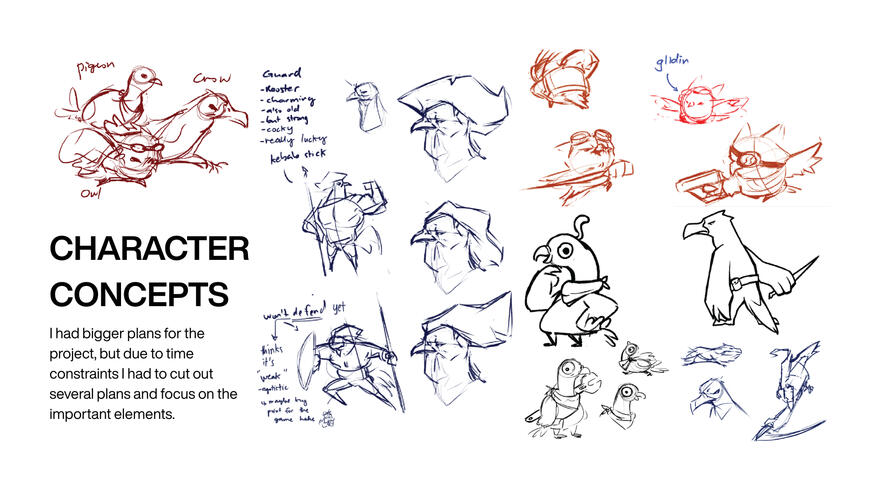 Unused concepts - cut out several plans due to underestimating the task of learning how to program the game. The heaviest one to work on had to be Apolo's moveset.