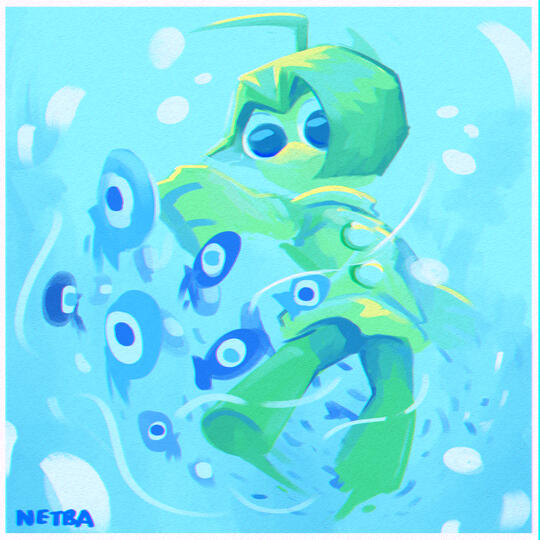 CyanFlower - I just loved his simple character design, thought to do a little sketch for him