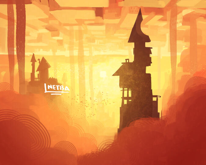 Sketch - A sketch exploring surreal environments, and testing out the rake brush