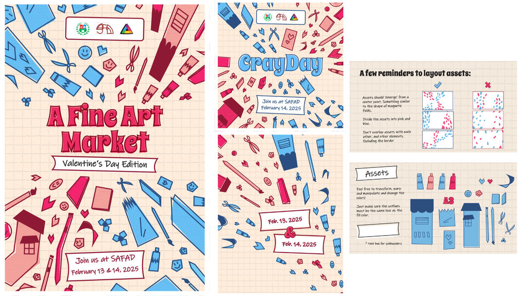 Key visuals and guide for the Valentine's Edition of A Fine Arts Market (AFAM) and Cray Day