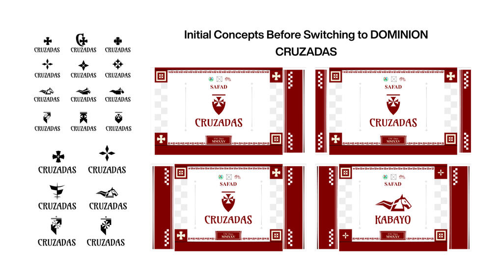Various logo designs and key visuals for the former theme "CRUZADAS"