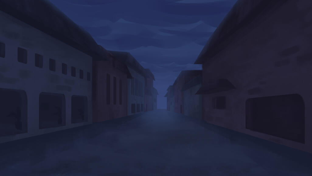 A full view of the town's street